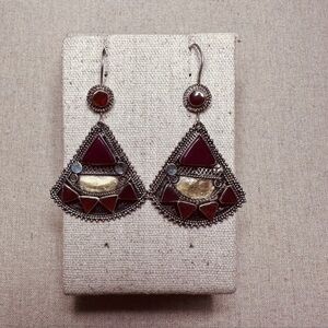 Vintage | Earrings | Vintage Afghan Silver Red Agate Earrings